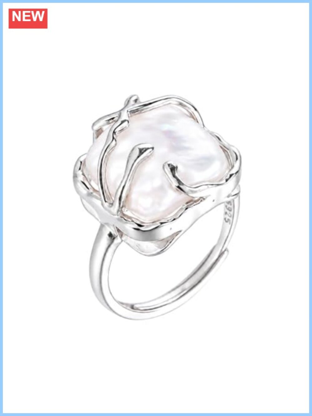 Baroque Statement Ring Silver-Plated Brass Adjustable